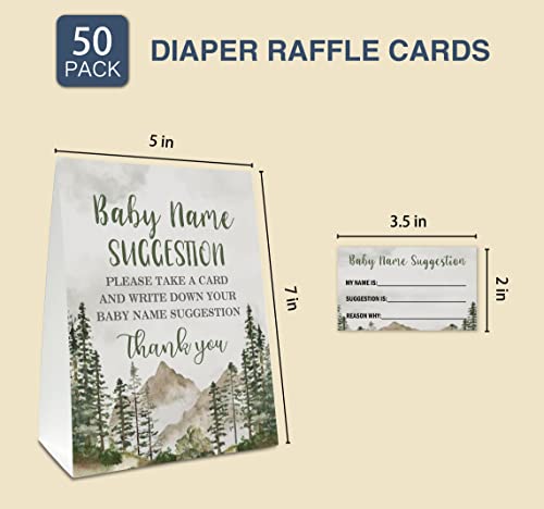 Baby Name Suggestion For Baby Shower Games, Forest Themed Name Suggestion Game Card, Party Favors Supplies Decorate For Baby Showers Game Cards, 1 Sign & 50 Cards Per Pack –(bbname-009)