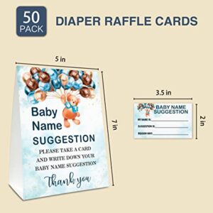 Baby Name Suggestion For Baby Shower Games, Bear Balloons Themed Name Suggestion Game Card, Party Favors Supplies Decorate For Baby Showers Game Cards, 1 Sign & 50 Cards Per Pack –(bbname-006)