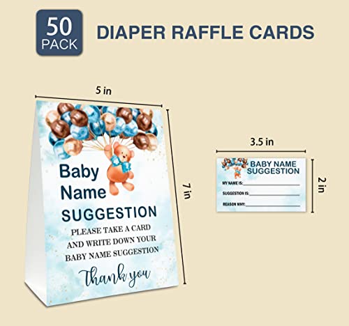 Baby Name Suggestion For Baby Shower Games, Bear Balloons Themed Name Suggestion Game Card, Party Favors Supplies Decorate For Baby Showers Game Cards, 1 Sign & 50 Cards Per Pack –(bbname-006)