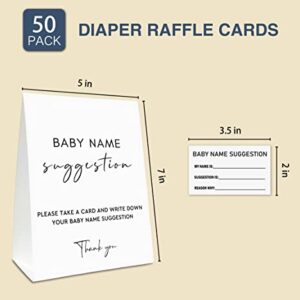 Yuansail Baby Name Suggestion For Baby Shower Games, White Name Suggestion Game Card, Party Favors Supplies Decorate For Baby Showers Game Cards, 1 Sign & 50 Cards Per Pack –(bbname-001)