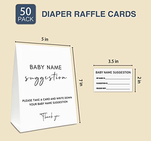 Yuansail Baby Name Suggestion For Baby Shower Games, White Name Suggestion Game Card, Party Favors Supplies Decorate For Baby Showers Game Cards, 1 Sign & 50 Cards Per Pack –(bbname-001)