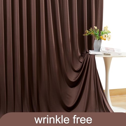 Tao-Ge 10x10 Brown Backdrop Curtain for Parties Wedding Wrinkle Free Brown Photo Curtains Backdrop Drapes Fabric Decoration for Birthday Party Baby Shower 5ft x 10ft,2 Panels