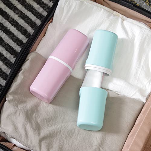 Toothbrush Travel case with 2 Packs Foldable Toothbrush .Portable Toothbrush Holders Travel for Camping Travel Business School Home (Pink)