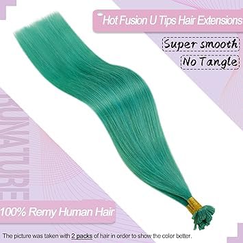 RUNATURE Bundles 16 Inch U Tip Hair Extensions Human Hair Purple and Utip Hair Extensions Human Hair Teal 20g 25 Strands