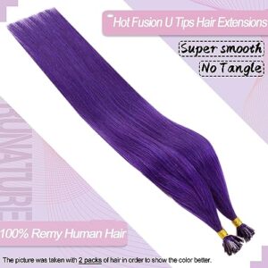 RUNATURE Bundles 16 Inch U Tip Hair Extensions Human Hair Purple and Utip Hair Extensions Human Hair Teal 20g 25 Strands