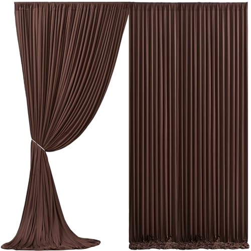 Tao-Ge 10x10 Brown Backdrop Curtain for Parties Wedding Wrinkle Free Brown Photo Curtains Backdrop Drapes Fabric Decoration for Birthday Party Baby Shower 5ft x 10ft,2 Panels