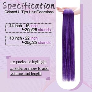 RUNATURE Bundles 16 Inch U Tip Hair Extensions Human Hair Purple and Utip Hair Extensions Human Hair Teal 20g 25 Strands