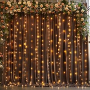 Tao-Ge 10x10 Brown Backdrop Curtain for Parties Wedding Wrinkle Free Brown Photo Curtains Backdrop Drapes Fabric Decoration for Birthday Party Baby Shower 5ft x 10ft,2 Panels