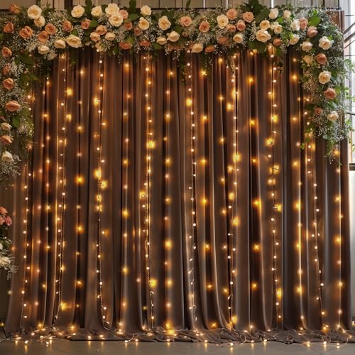 Tao-Ge 10x10 Brown Backdrop Curtain for Parties Wedding Wrinkle Free Brown Photo Curtains Backdrop Drapes Fabric Decoration for Birthday Party Baby Shower 5ft x 10ft,2 Panels