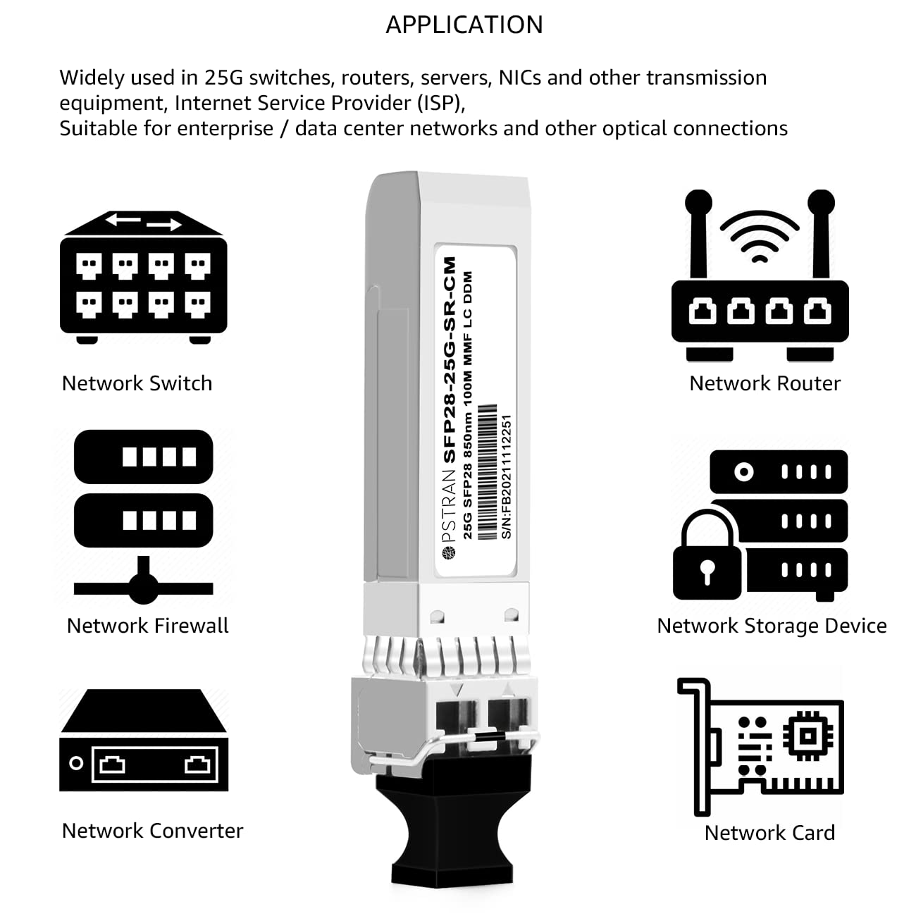 OPSTRAN 25GBASE-SR SFP28 Optical Transceiver Module Compatible with Cisco SFP-25G-SR-S SFP-10/25G-CSR-S 850nm 100m DOM Duplex LC MMF