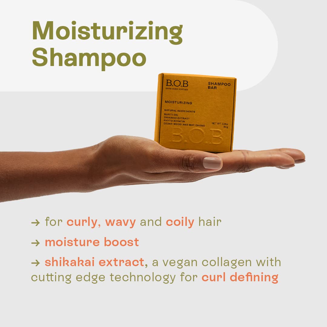 B.O.B BARS OVER BOTTLES Curl Defining Bundle | Moisturizing Shampoo Bar & Curl Definer & Leave-In Conditioner | Hair Care, Ideal Ph Balance | Natural, Vegan | Eco-friendly, Sustainable, Plastic Free