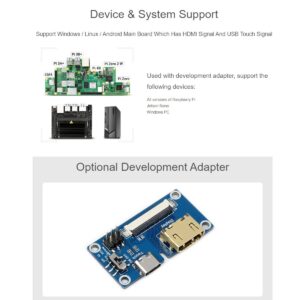 waveshare 1024 × 600 Resolution 7inch IPS Display Integrated Thin and Light Touch Screen for Raspberry Pi,Jetson Nano,Windows PC,Support Windows/Linux/Android System,170° Wide Viewing Angle