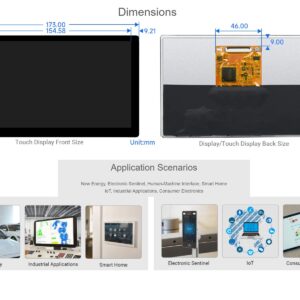waveshare 1024 × 600 Resolution 7inch IPS Display Integrated Thin and Light Touch Screen for Raspberry Pi,Jetson Nano,Windows PC,Support Windows/Linux/Android System,170° Wide Viewing Angle