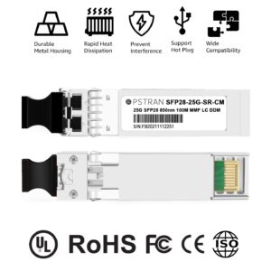 OPSTRAN 25GBASE-SR SFP28 Optical Transceiver Module Compatible with Cisco SFP-25G-SR-S SFP-10/25G-CSR-S 850nm 100m DOM Duplex LC MMF