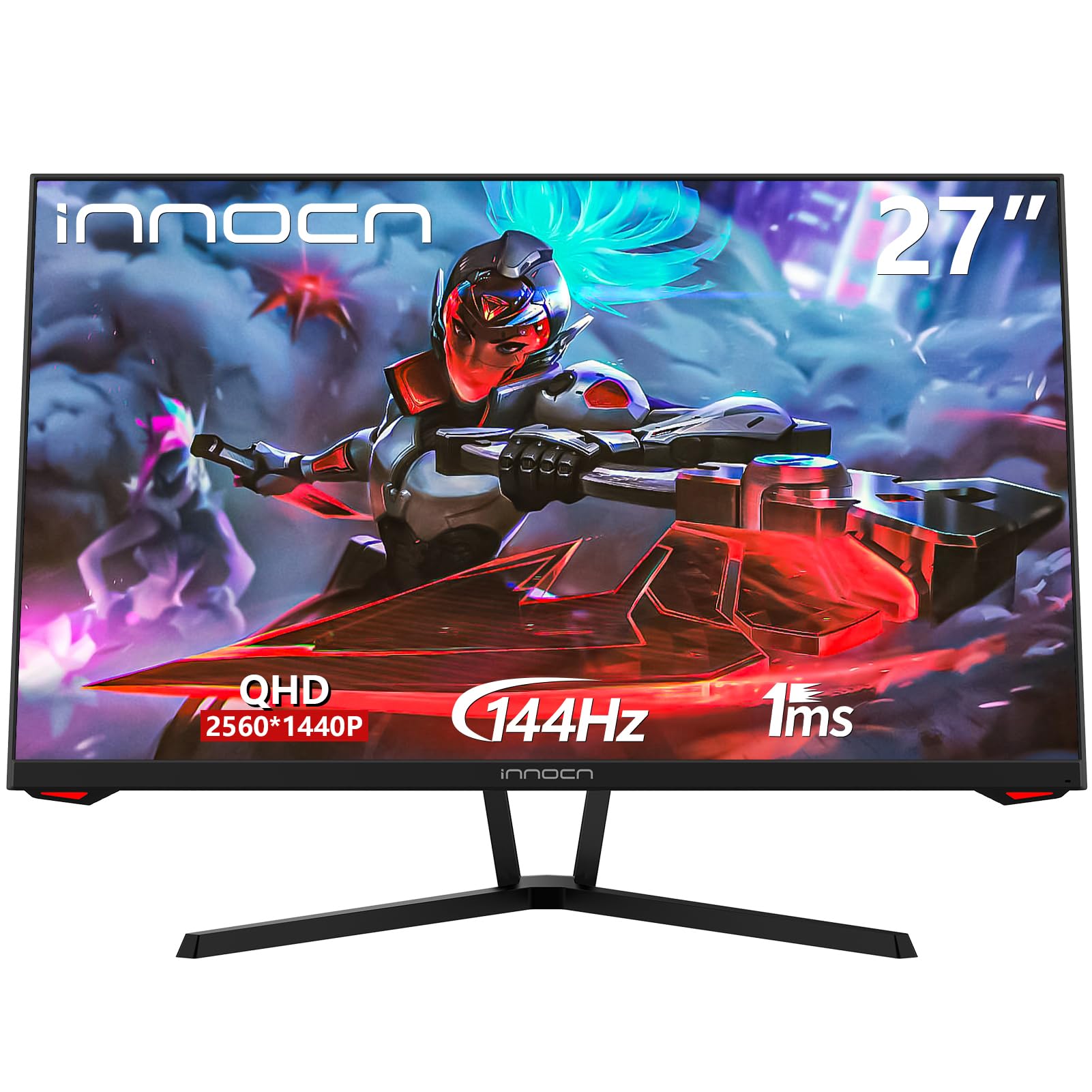 INNOCN 27G1R 27 Inch Gaming Monitor 1440P 144Hz 2K QHD 1ms G-Sync Compatible HDMI DisplayPort Ultra Thin Computer PC Gaming Monitor, 99% sRGB, Eye Care, VESA Mountable, Black