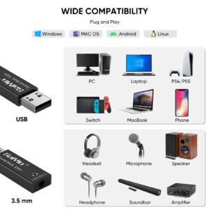 Sound Card, USB Sound Card, USB Type C/A to Optical Audio Adapter, DAC Audio Converter 24Bit/96kHz SPDIF Converter 3.5mm Jack Audio Adapter AUX Output External Sound Card Headphone Amp