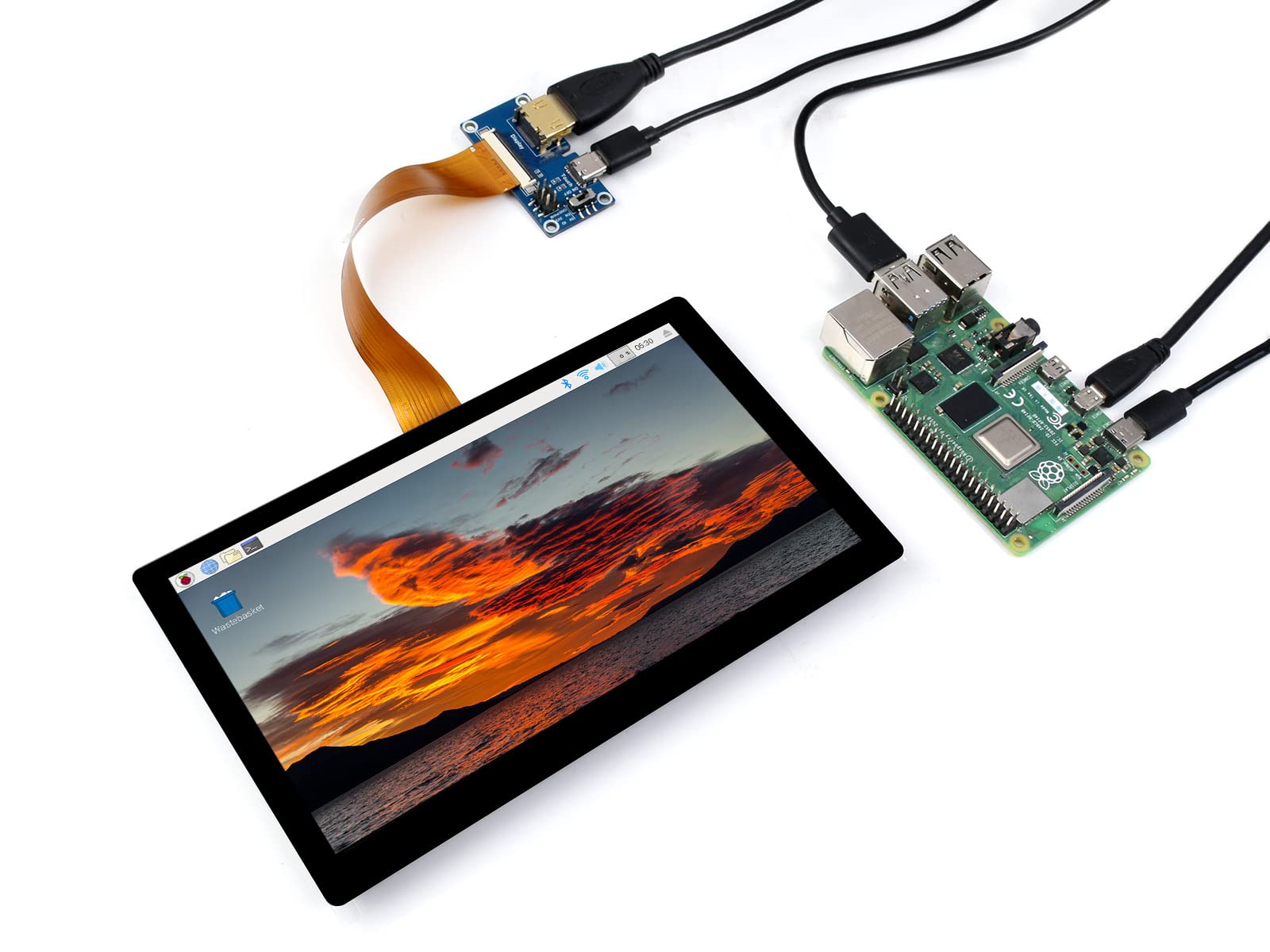 waveshare 1024 × 600 Resolution 7inch IPS Display Integrated Thin and Light Touch Screen for Raspberry Pi,Jetson Nano,Windows PC,Support Windows/Linux/Android System,170° Wide Viewing Angle