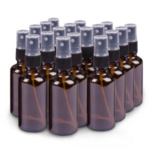 small amber glass spray bottles for essential oils, 2oz empty fine mist mini spray bottles, set of 18