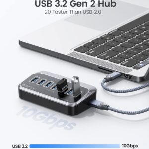 ORICO USB Hub 10Gbps with 7 USB A Ports, USB 3.2 Gen 2 Hub with 1.64Ft USB-C Cable and USB-A Adapter USB Splitter for iMac, All MacBooks, Mac Mini-Plastic Version