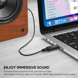 Sound Card, USB Sound Card, USB Type C/A to Optical Audio Adapter, DAC Audio Converter 24Bit/96kHz SPDIF Converter 3.5mm Jack Audio Adapter AUX Output External Sound Card Headphone Amp