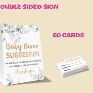 Baby Name Suggestion For Baby Shower Games, Plant Themed Name Suggestion Game Card, Party Favors Supplies Decorate For Baby Showers Game Cards, 1 Sign & 50 Cards Per Pack –(bbname-007)