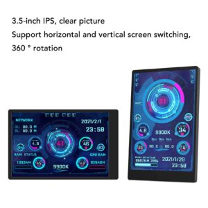 GOWENIC 3.5in IPS Computer Temp Monitor, PC Sensor Panel Display, PC CPU GPU HDD Data Monitor Computer Temperature Display for Windows System (GOWENICprnzt940dh7119)