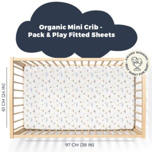 Organic Crib Sheets (2-Pack) - 100% Organic Cotton GOTS Certified, Breathable Crib Sheets, Double-Elastic for Secure Fit, Extra Protection for Your Baby, Cotton Crib Sheets Fitted (28"x52")