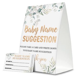 baby name suggestion for baby shower games, plant themed name suggestion game card, party favors supplies decorate for baby showers game cards, 1 sign & 50 cards per pack –(bbname-007)