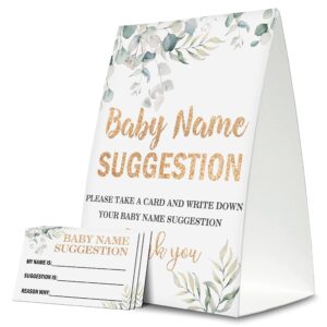 Baby Name Suggestion For Baby Shower Games, Plant Themed Name Suggestion Game Card, Party Favors Supplies Decorate For Baby Showers Game Cards, 1 Sign & 50 Cards Per Pack –(bbname-007)