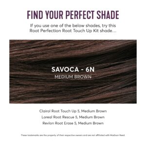 Madison Reed Root Perfection Permanent Root Touch Up, Medium Brown 6N Savoca, 10 Minutes for 100% Gray Root Coverage, Ammonia-Free Hair Dye, Two Applications