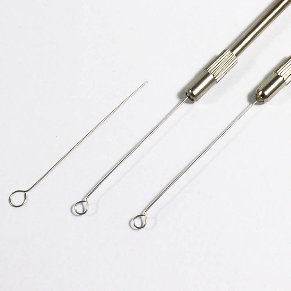 ADAMAS-BETA 2Pcs Reusable Inoculating Loop Metal Inoculation Loop Mycology with 90Pcs Nichrome Needle Tips Inoculation Rings Rods for Laboratory