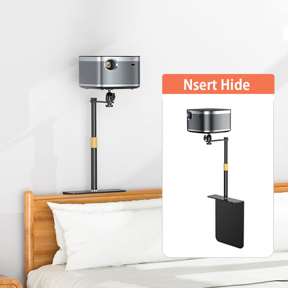 HVAYING Projector Stand, Bedside Sofa Stand, Wall Stand, Desktop Stand, Two Installation Methods, 360 Degree Rotation, Metal Structure, Plug-in Stable Base, Organize Wires