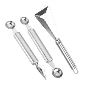 klyuqoz fruit carving tools, fruit carving knife pack of 3, stainless steel vegetable carving tools, melon baller scoop diy carving knives for home kitchen