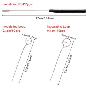 ADAMAS-BETA 2Pcs Reusable Inoculating Loop Metal Inoculation Loop Mycology with 90Pcs Nichrome Needle Tips Inoculation Rings Rods for Laboratory