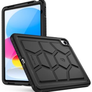 Poetic TurtleSkin Designed for New iPad 10.9 inch 10th Generation (2022) Case, Heavy Duty Shockproof Kids Friendly Silicone Case Cover, Only Compatible with New iPad 10.9 10th Generation, Black