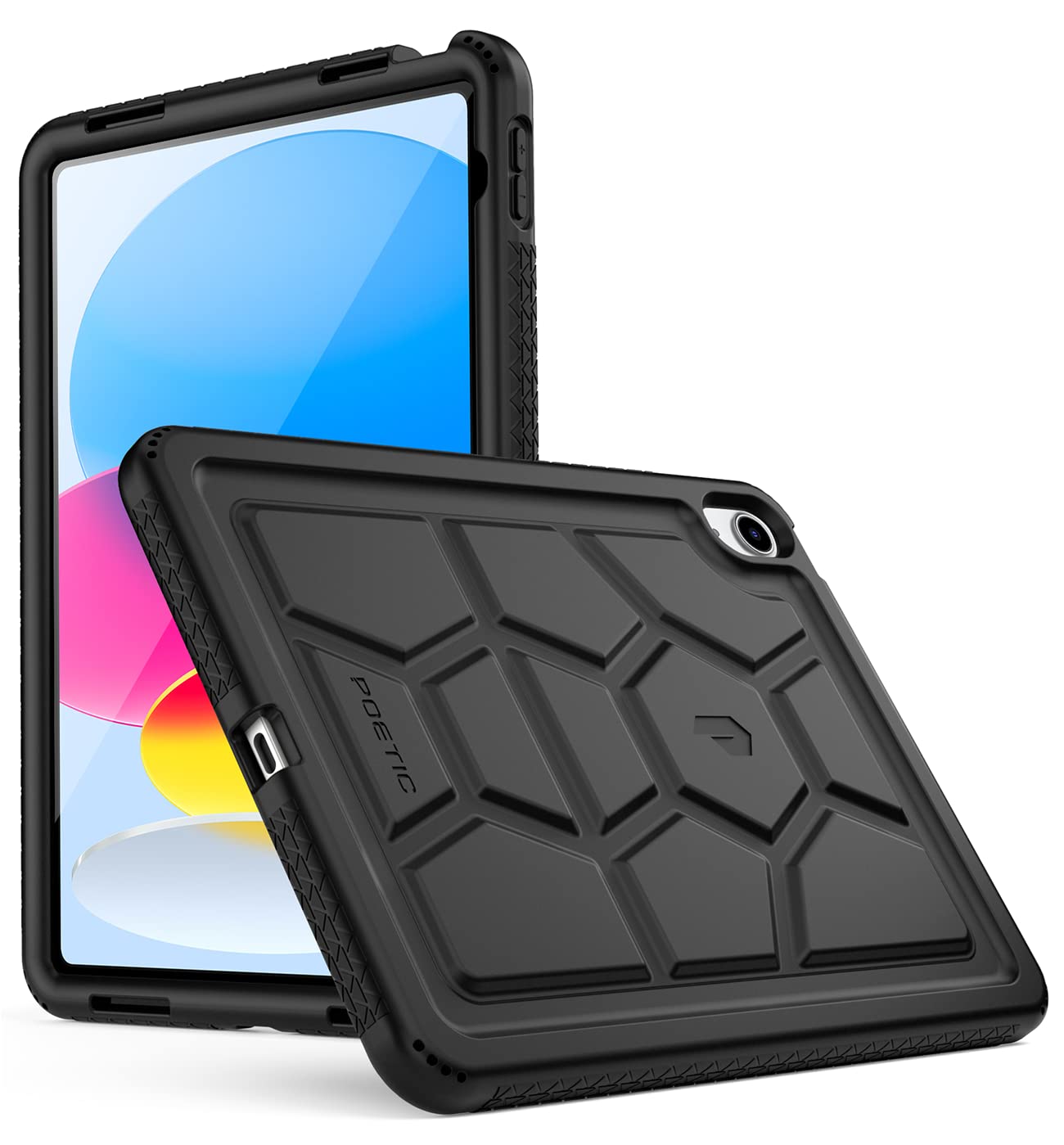 Poetic TurtleSkin Designed for New iPad 10.9 inch 10th Generation (2022) Case, Heavy Duty Shockproof Kids Friendly Silicone Case Cover, Only Compatible with New iPad 10.9 10th Generation, Black