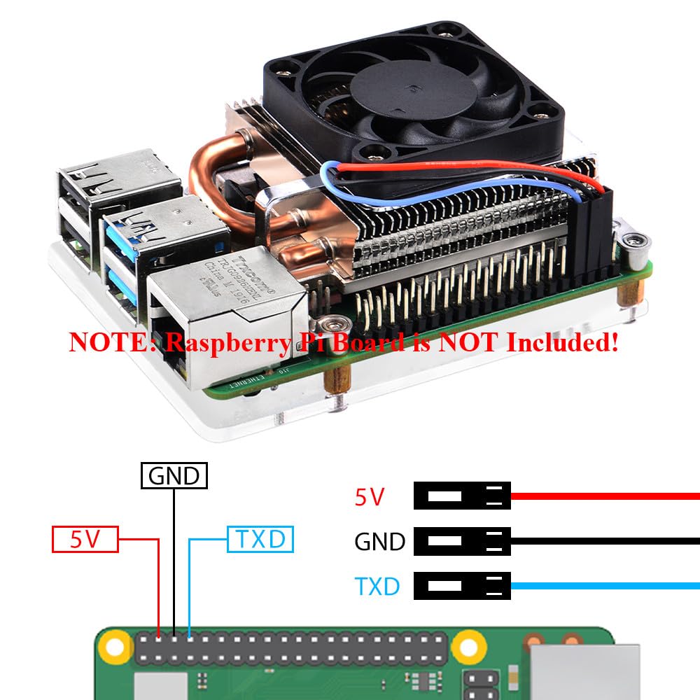 GeeekPi Fan for Raspberry Pi 4, Ultra Thin ICE Tower Cooler for Raspberry Pi, PWM Cooling Fan with Aluminum Heatsink for Raspberry Pi 4 Model B Only