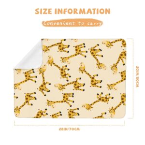 Ykklima Baby Changing Pad, Cute Cartoon Giraffe Animal Change Mat for Diaper Change Waterproof Cotton Portable Reusable Washable for Home & Travel (20 x 28 Inches)