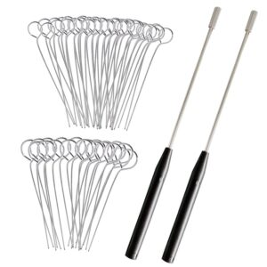 ADAMAS-BETA 2Pcs Reusable Inoculating Loop Metal Inoculation Loop Mycology with 90Pcs Nichrome Needle Tips Inoculation Rings Rods for Laboratory