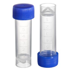 ZENFUN Set of 100 Plastic Test Tubes with Lids, 5 ml Graduated Shot Tubes with Screw Caps Small Vials Container for Liquid, Laboratory, School