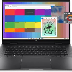 2022 HP Envy 2-in-1 Laptop 15.6 inch FHD Touchscreen 8-Core AMD Ryzen 7 5825U Radeon Graphics 64GB DDR4 2TB NVMe SSD WI-FI 6 Windows 11 Pro Fingerprint Backlit Keyboard w/ RTZK 32GB USB Drive