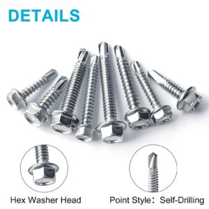 Trivd Frol 410 Stainless Steel Self Tapping TEK Screws Assortment,430 pcs #8#10#12 Hex Head Self Drilling Screws for Metal, Length 1/2" to 2"