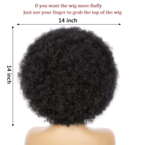 Afro Wig - Soft Afro Wig 70s For Women Afro Kinky Curly Hair Wigs With Bangs Natural Looking Short Afro Curly Wig For Men Bouncy Black Afro Puff Wig Synthetic Hair Big Afro Wig For Daily Party Use