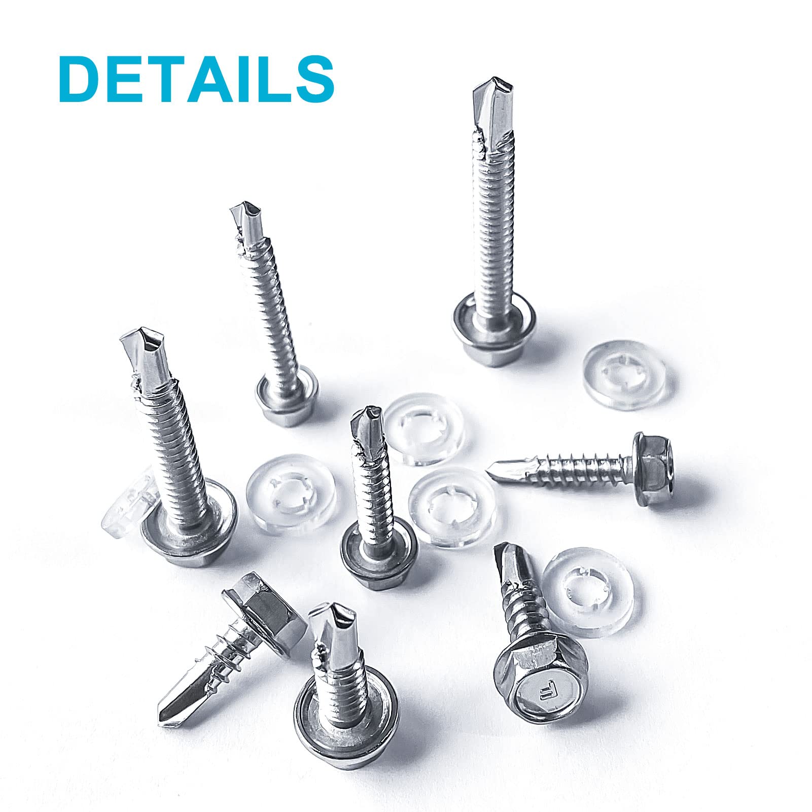 Trivd Frol 410 Stainless Steel Self Tapping TEK Screws Assortment,430 pcs #8#10#12 Hex Head Self Drilling Screws for Metal, Length 1/2" to 2"