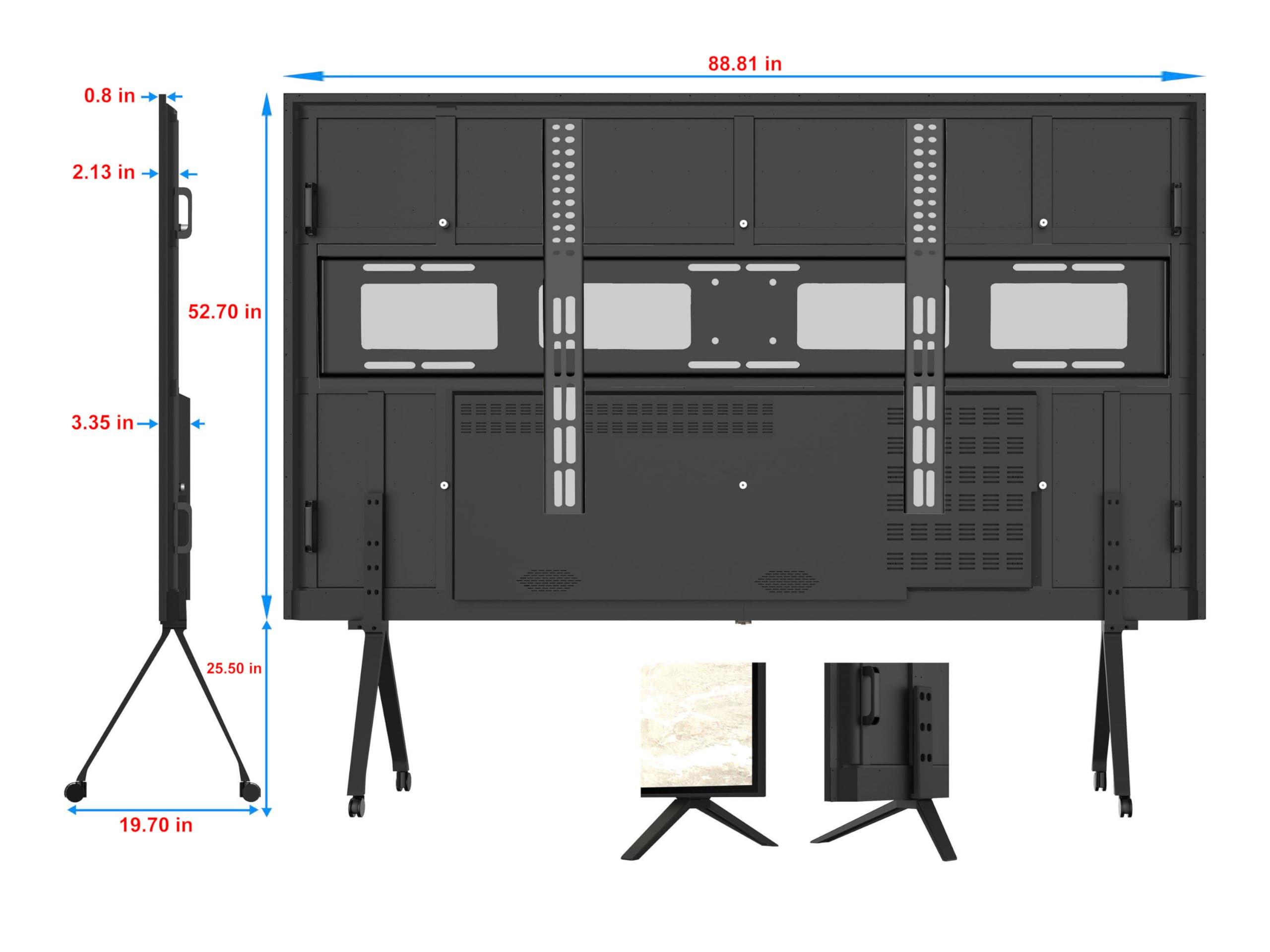 GTUOXIES 98 Inch 4K Digital Signage TV A+ Panel with Floor Stand, Civil, Commercial with Wi-Fi, Bluetooth, HDMI, USB, Wire/Wireless, Full Array LED Back Light