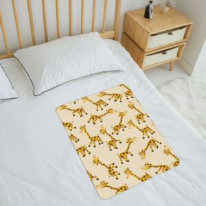 Ykklima Baby Changing Pad, Cute Cartoon Giraffe Animal Change Mat for Diaper Change Waterproof Cotton Portable Reusable Washable for Home & Travel (20 x 28 Inches)