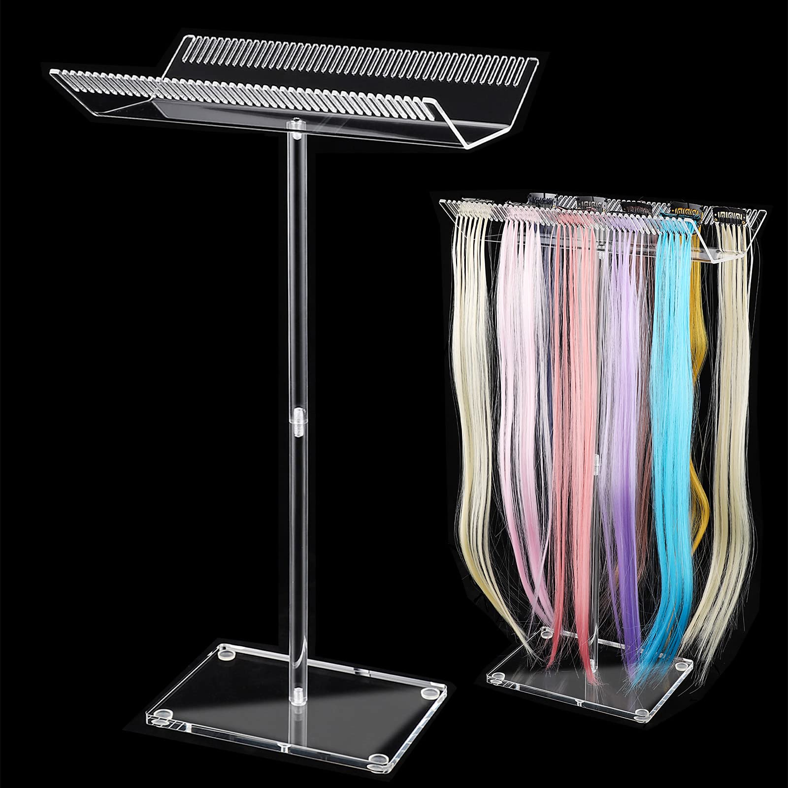 Noverlife Acrylic Hair Extension Stand, Professional Wigs Styling Tool Hair Hanger, Sturdy Rack Holder to Hold, Display, Durable Sectioning Display Braiding Hair Separator stand for Hair Salon Home