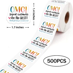 Calyders 500 PCS Cute Small Business Thank You Stickers, Repeat Customers are My Favorite Business Stickers, Packaging Stickers, Mail Envelopes Shipping Stickers for Online Retailers Small Business