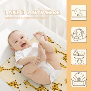 Ykklima Baby Changing Pad, Cute Cartoon Giraffe Animal Change Mat for Diaper Change Waterproof Cotton Portable Reusable Washable for Home & Travel (20 x 28 Inches)