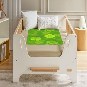 Ykklima Baby Changing Pad, St Patrick_s Day Shamrock Lucky Pattern Change Mat for Diaper Change Waterproof Cotton Portable Reusable Washable for Home & Travel (20 x 28 Inches)